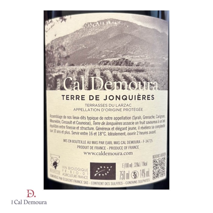 Mas Cal Demoura Terrasses du Larzac "Terre de Jonquières" rouge 2024 étiquette