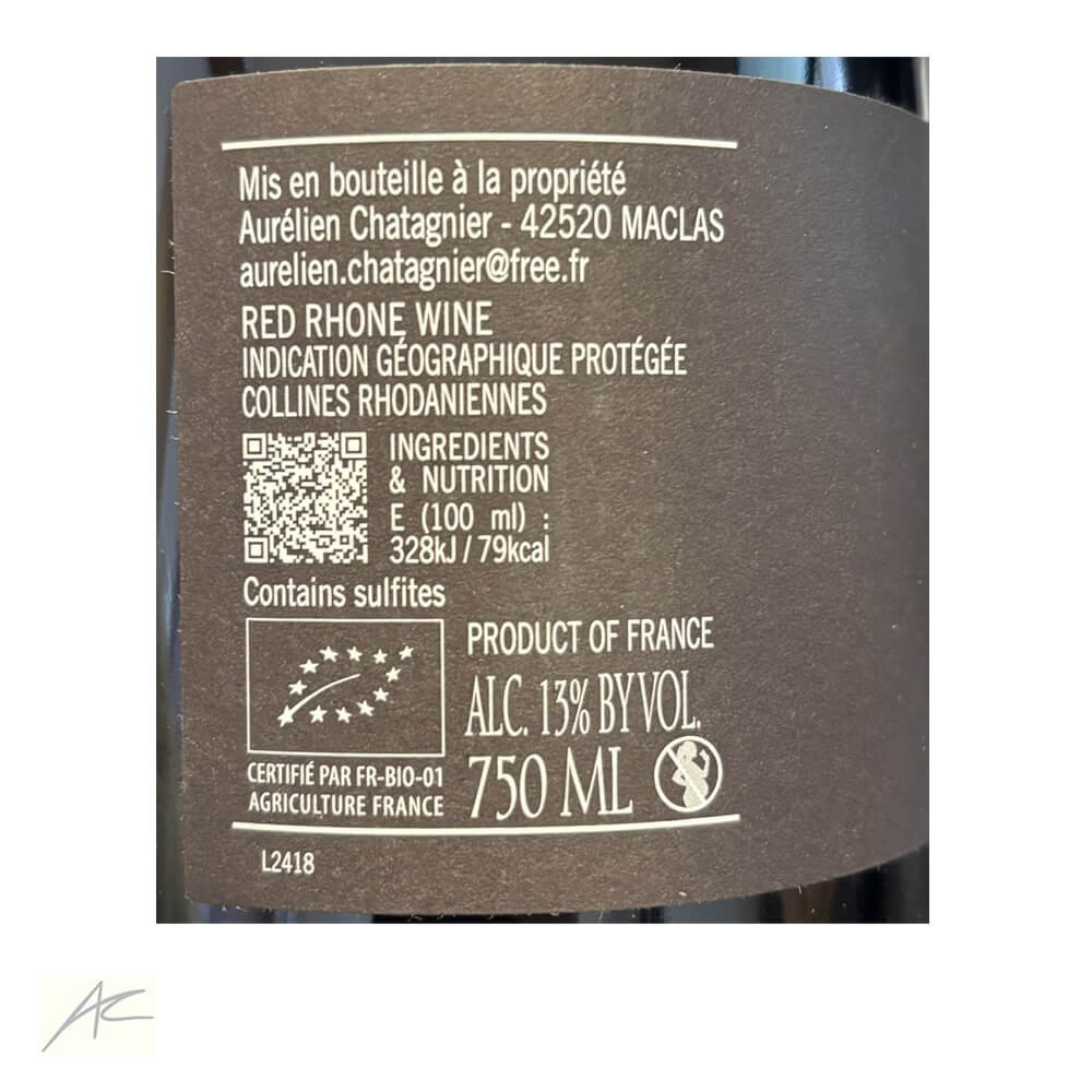 Domaine Aurélien Chatagnier "Le Crêt Louison" rouge 2024 contre-étiquette