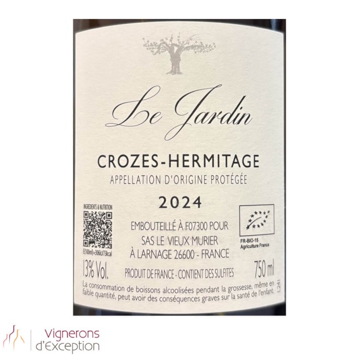 Le Vieux Murier Crozes Hermitage "Le Jardin" blanc sec 2024 contre-étiquette