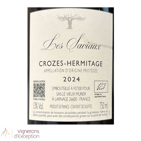 Le Vieux Murier Crozes Hermitage "Les Saviaux" red 2024 bottle 2