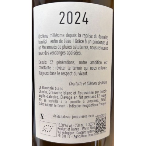Chateau de Jonquieres "La Baronnie" dry white 2024 2