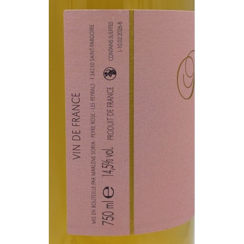 Domaine Peyre Rose Languedoc Oro dry white 2016 bottle 2