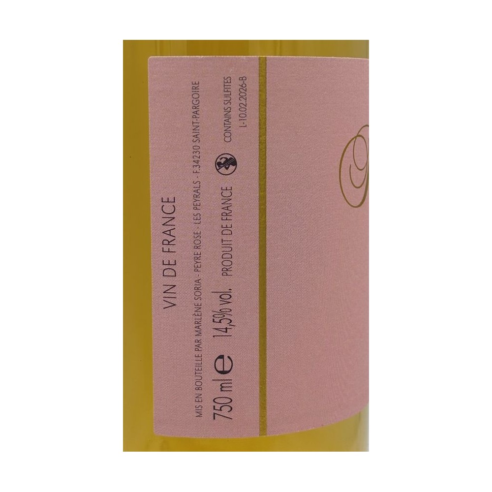 Domaine Peyre Rose Languedoc Oro dry white 2016 label