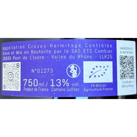 Domaine Combier Crozes-Hermitage "Cuvee L" red 2025 bottle 2