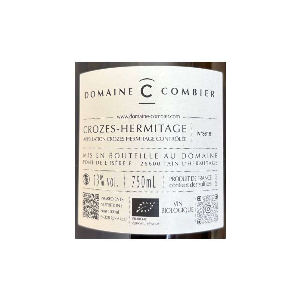 Domaine Combier Crozes-Hermitage "Domaine" dry white 2025 back label