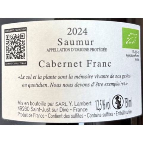 Domaine Arnaud Lambert Saumur "Mazurique" red 2024 bottle 2