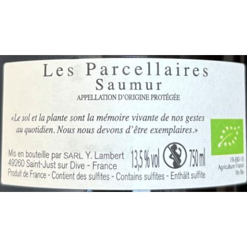 Domaine Arnaud Lambert Saumur (Brézé) "Tue-Loup" rouge 2023 bouteille 2