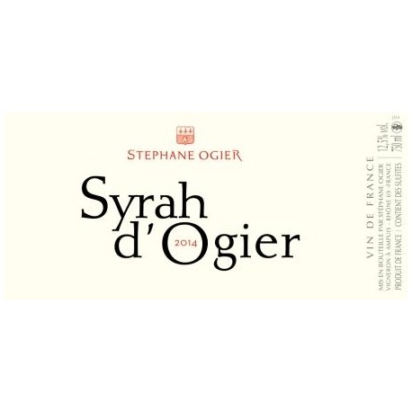 Stephane Ogier Syrah d'Ogier 2014 bouteille Stephane Ogier Syrah d'Ogier 2014 bouteille