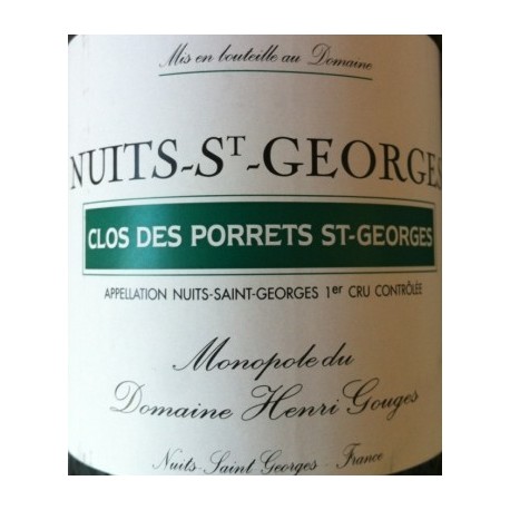Domaine Henri Gouges Nuits Saint Georges 1er Cru Clos des Porrets Saint Georges 2014 etiquette
