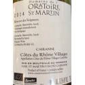 Domaine de l'Oratoire Saint-Martin "Réserve des Seigneurs" rouge 2014 contre etiquette