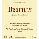 Domaine Jean-Claude Lapalu Brouilly "Cuvée des fous" 2016 etiquette