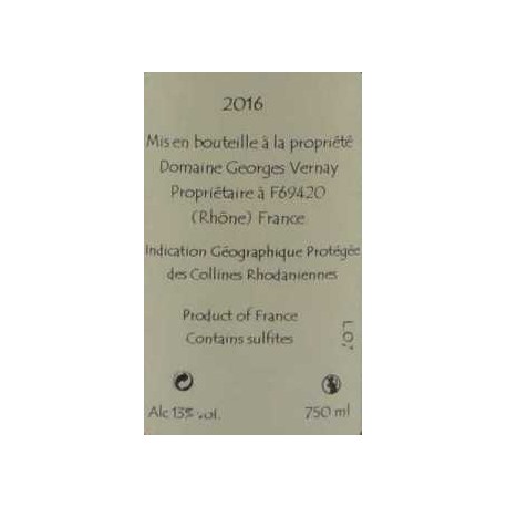 George Vernay viognier le pied de samson 2016 contre etiquette