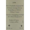 George Vernay viognier le pied de samson 2016 contre etiquette