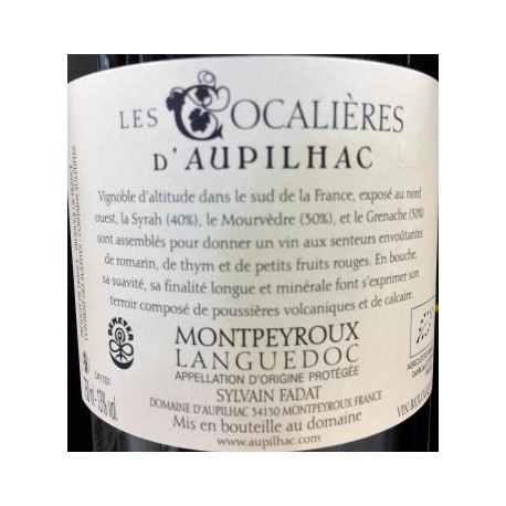 Domaine d'Aupilhac  "Les Cocalieres" red 2015