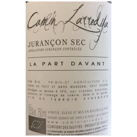 Domaine Camin Larredya Jurançon "La Part Davant" 2016 bouteille