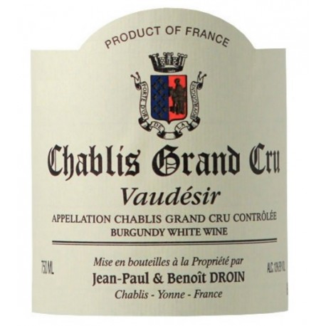 Domaine Jean-Paul et Benoit Droin Chablis Grand Cru Vaudésir 2016 etiquette