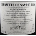 Domaine Blard Roussette de Savoie (altesse) blanc sec 2016 contre etiquette