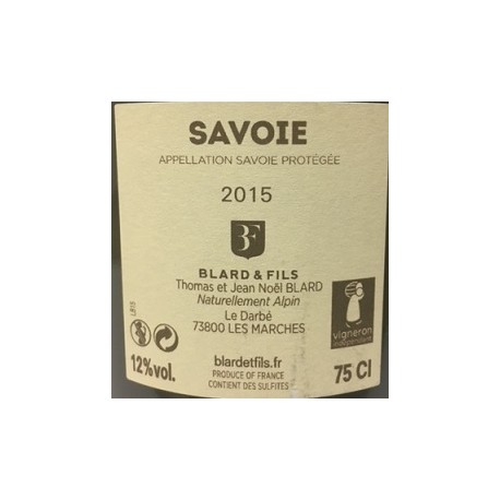 Domaine Blard Savoie "Lébraz" (jacquère) blanc sec 2015 contre etiquette