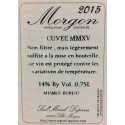 Domaine Marcel Lapierre Cuvée Marcel MMXV Morgon rouge 2015 contre etiquette
