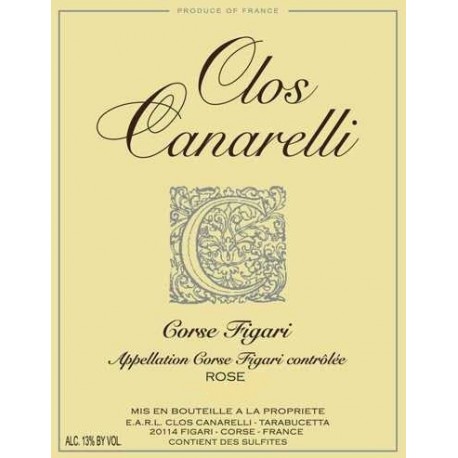 Clos Canarelli Corse Figari Rosé 2017 etiquette