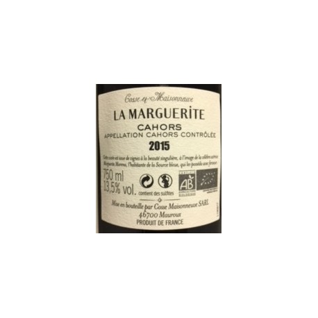 Domaine Cosse-Maisonneuve Cahors "La Marguerite" rouge 2015 contre etiquette