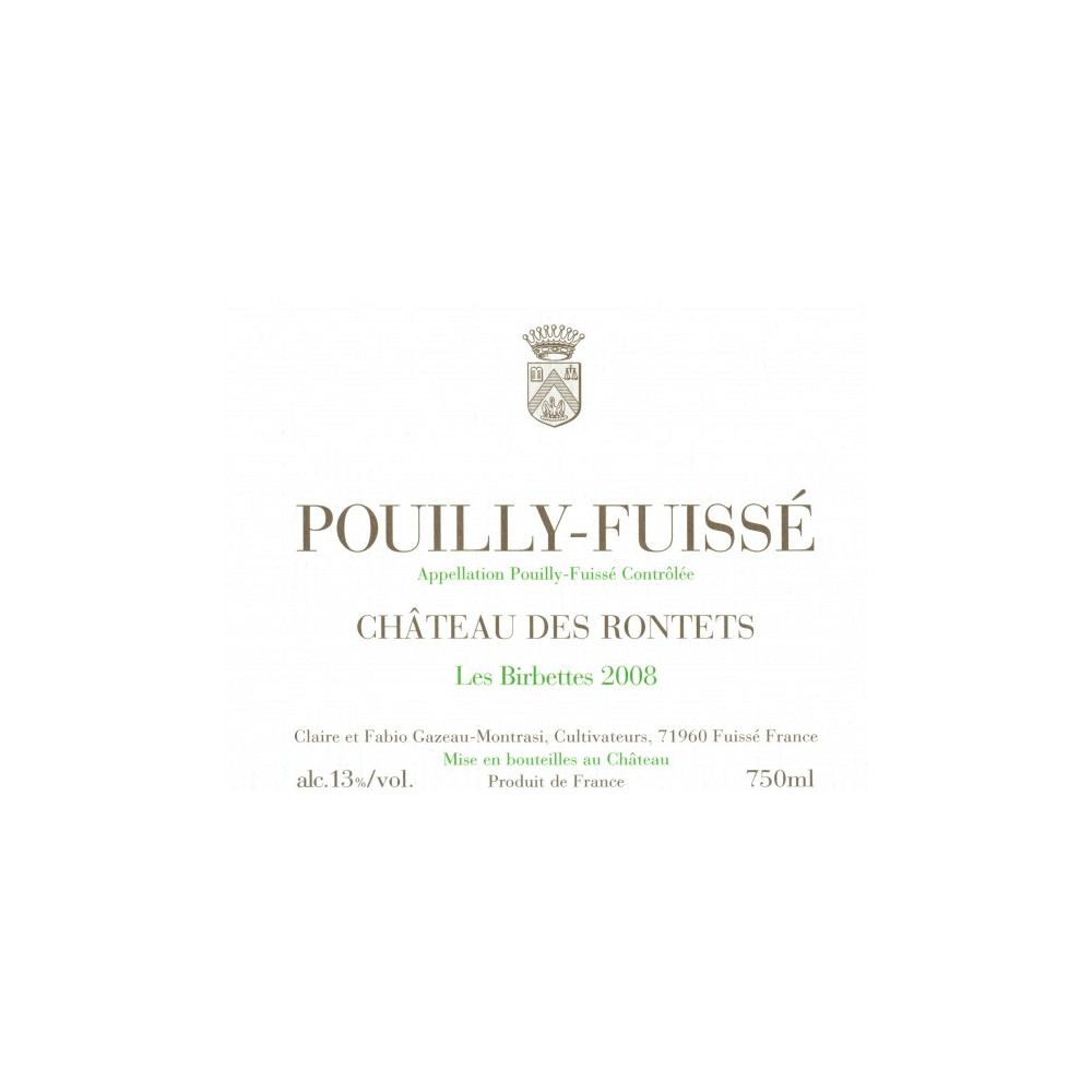 Château des Rontets Pouilly-Fuissé "Les Birbettes" 2011 blanc sec (75 cl) Château des Rontets Pouilly-Fuissé "Les Birbettes" 2011 blanc sec (75 cl)
