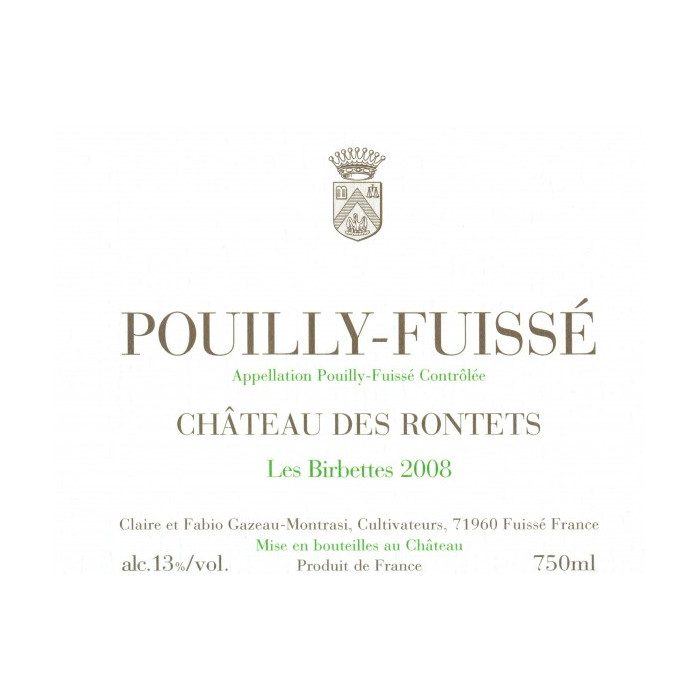 Château des Rontets Pouilly-Fuissé "Les Birbettes" 2011 blanc sec (75 cl) Château des Rontets Pouilly-Fuissé "Les Birbettes" 2011 blanc sec (75 cl)