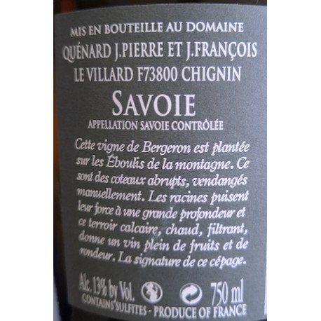 Domaine JP et JF Quenard Chignin Bergeron "Les Eboulis" (roussanne) blanc sec 2017 contre etiquette