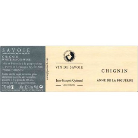 Domaine JP et JF Quenard Chignin "Anne de la Biguerne" (jacquere) blanc sec 2017 etiquette