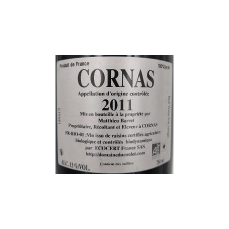 Domaine du Coulet Matthieu Barret Cornas "Billes Noires" red 2011