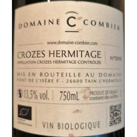 Domaine Combier Crozes Hermitage Clos des grives 2016 contre etiquette