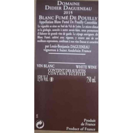 Domaine Didier Dagueneau Pouilly Fumé "Fumé de Pouilly" blanc sec 2013