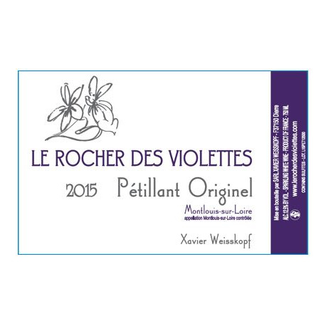 Le Rocher des Violettes Montlouis "Pétillant originel " 2015 etiquette