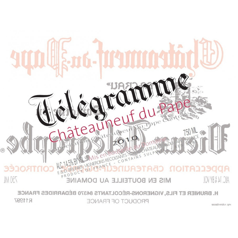 Vignobles Brunier Châteauneuf-du-Pape "Télégramme" rouge 2011 (75 cl) Vignobles Brunier Châteauneuf-du-Pape "Télégramme" rouge 2011 (75 cl)