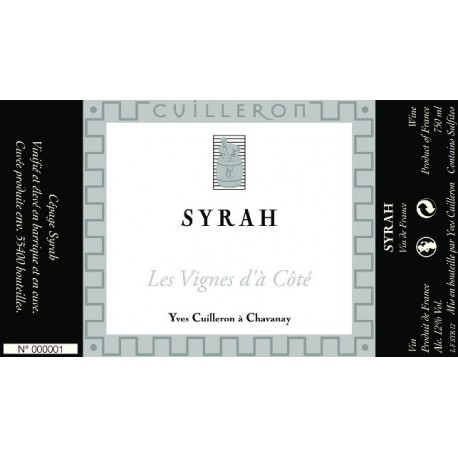 Domaine Yves Cuilleron "Les Vignes d'a Cote" Syrah 2018 etiquette