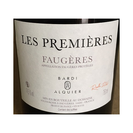 Domaine Bardi d'Alquier Faugeres Les Premieres 2016 etiquette Domaine Bardi d'Alquier Faugeres Les Premieres 2016 etiquette