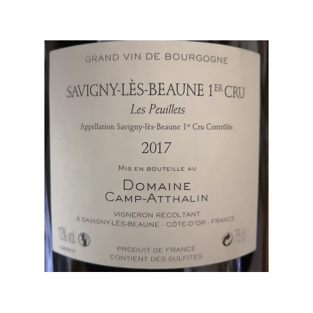 Domaine Camp-Atthalin Savigny-Lès-Beaune 1er Cru "Les Peuillets" rouge 2017 contre etiquette