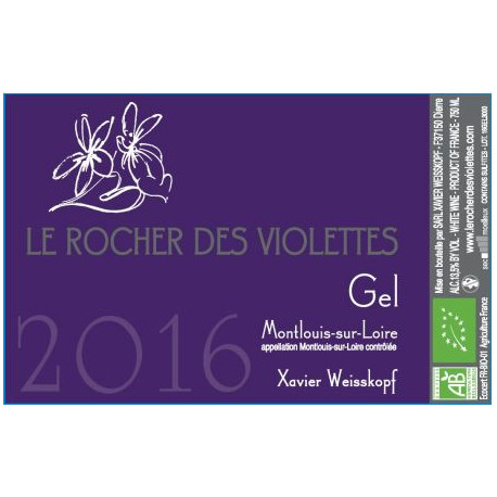 Le Rocher des Violettes Montlouis "Gel" 2016 etiquette