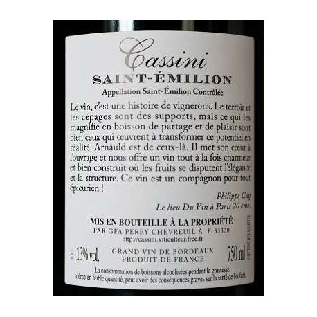 Domaine Cassini Saint-Emilion 2017