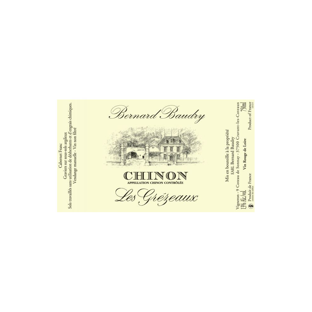 Domaine Bernard Baudry Chinon "Les Grezeaux" rouge 2011 (75 cl)