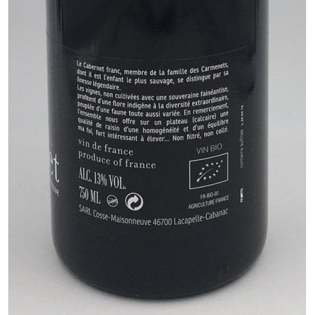 Domaine Cosse-Maisonneuve "Carmenet" rouge 2017 etiquette