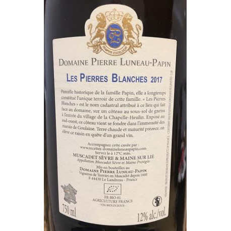 Domaine Luneau-Papin Muscadet Sèvre et Maine "Les Pierres Blanches" dry white 2017