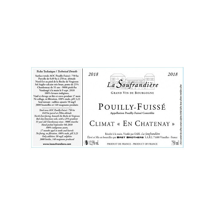 Bret Brothers La Soufrandière Pouilly-Fuissé "En Chatenay" dry white 2016