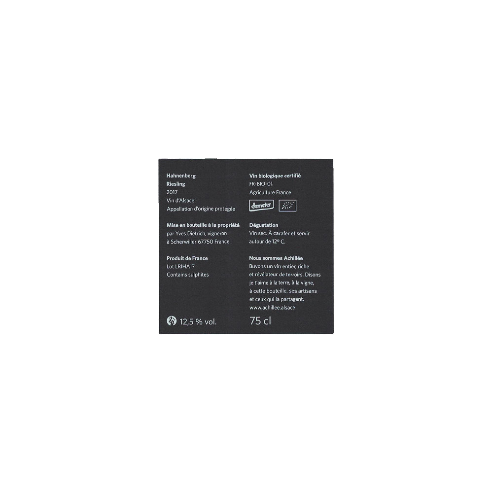 Domaine Achillée Riesling "Hahnenberg" 2016
