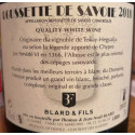 Domaine Blard Roussette de Savoie (altesse) blanc sec 2018 contre etiquette