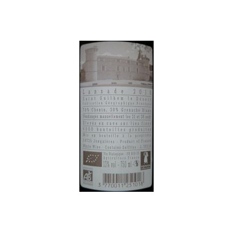Château de Jonquieres  Lansade Blanc sec 2018 contre etiquette