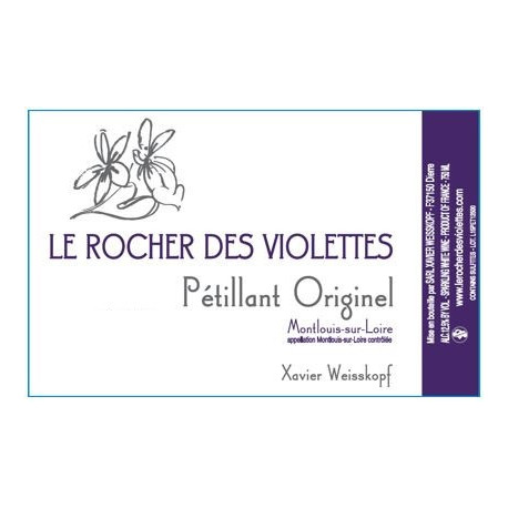 Le Rocher des Violettes Montlouis "Pétillant originel " 2017 etiquette