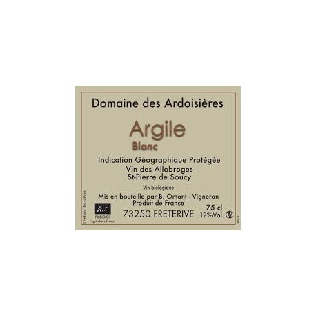 Domaine des Ardoisieres Coteau de Saint Pierre "Argile" blanc 2019 etiquette