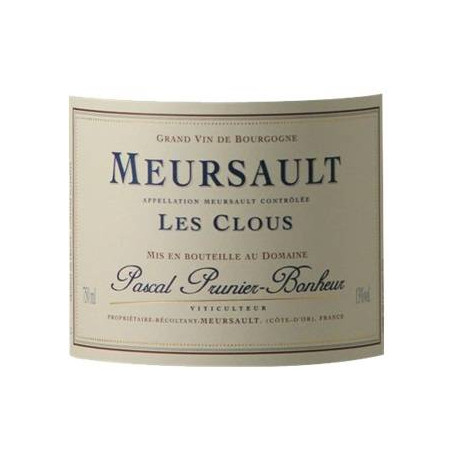 Domaine Prunier-Bonheur Meursault "Les Clous" dry white 2018