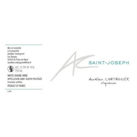 Domaine Aurelien Chatagnier Saint Joseph  blanc sec 2019 etiquette